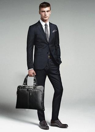 Мужская сумка портфель для документов а4, мужской портфель для работы, офисная сумка пу кожа черная коричневая1 фото