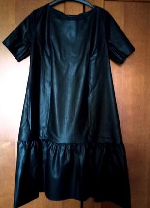 Черное платье divine с эко-кожи 40/l/48  38/m/46