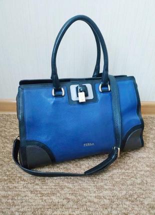 Сумка furla оригінал шкіряна синя натуральна шкіра оригинал фурла