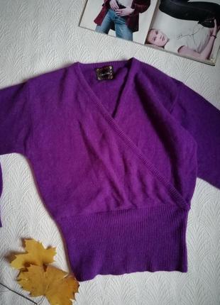 Винтажный свитер с ангорой и шерстью джемпер полувер кофта8 фото