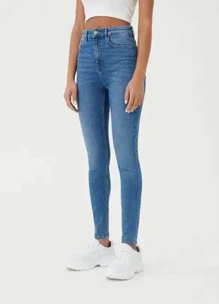 Голубые джинсы skinny высокая посадка джинсы скини denim co