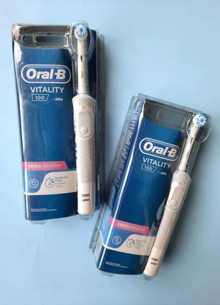 Электрическая зубная щетка oral-b braun vitality 100 sensi ultrathin! аккумулятор!1 фото