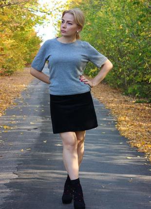 Чёрная юбка из микровельвета new look размер 38 40 m l 10 12 коттон хлопок нью лук