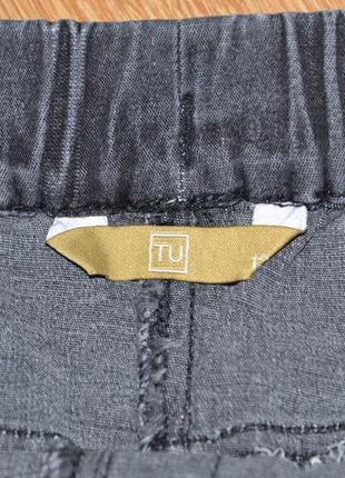 Джинсовая приталенная серая юбка с потертостями, на резинке tu3 фото