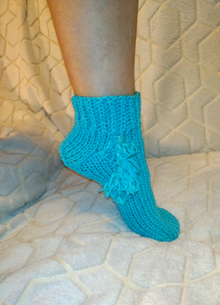 Р. 37-39 короткие шерстяные вязаные носки, носочки, тапочки2 фото