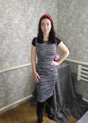 Сіре плаття міді по фігурі розмір xs s (8)  від new look1 фото