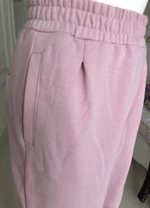 Брюки штаны прогулочные  для отдыха, розовые, трикотаж, флис2 фото
