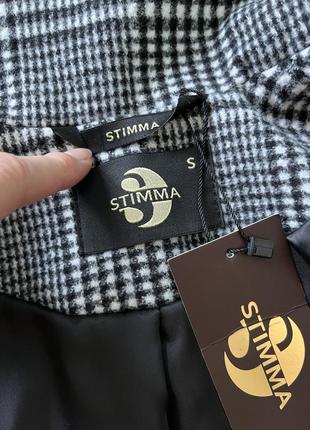 Пальто stimma жіноче демісезонне двобортне, чорно біла клітка, вовна, р.46-48 нове 8