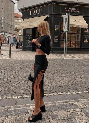 Юбка-карандаш со шнуровкой zara