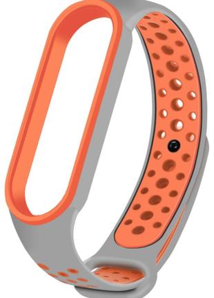 Ремешок nike style для фитнес-браслета xiaomi mi band 6/5 серый с оранжевым (mrk1269)