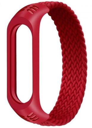 Тканинний монобраслет braided solo loop mrk для фітнес браслета xiaomi mi technology 6/5/4/3 червоний (s)150mm