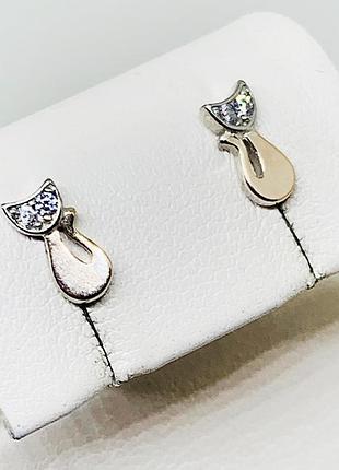 Сережки-пусети срібні "котик" 0,89 г