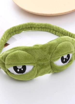 Комплект пов'язка, обруч та маска для сну жабеня пепе 3d (жабка, лягушка, жаба), унісекс5 фото