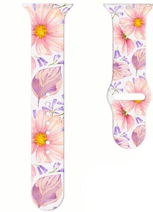 Ремішок mrk ribbed для apple watch 42/44/45 mm pink flowers (mrk2343)