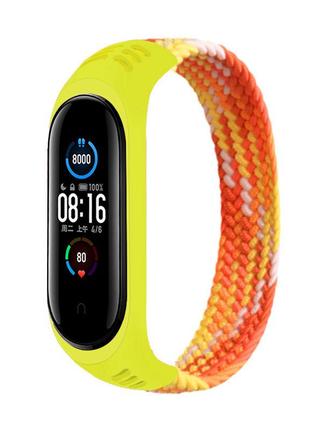 Тканинний монобраслет braided solo loop mrk для фітнес-браслета xiaomi mi band 6/5/4/3 (m) 160 mm жовтогарячий