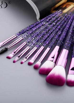 Кисти макияж фиолетовый 10 шт