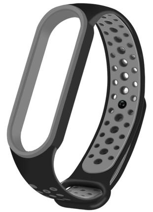 Ремінець nike style для фітнес-браслета xiaomi mi technology 6/5 чорний із сірим (mrk1664)