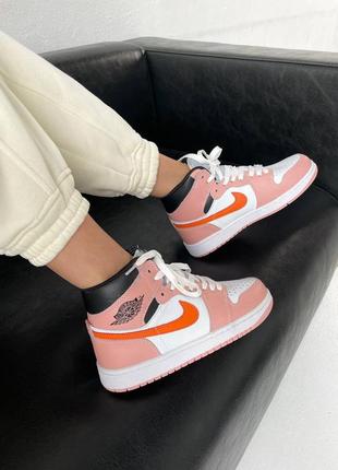 Кросівки nike air jordan 1 retro white black pink orange2 фото