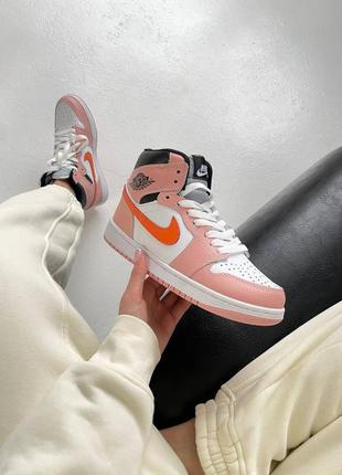 Кросівки nike air jordan 1 retro white black pink orange4 фото