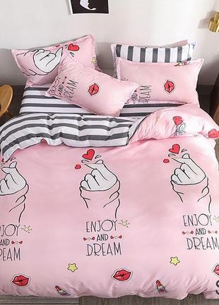 Детский розовый комплект постельного белья1 фото
