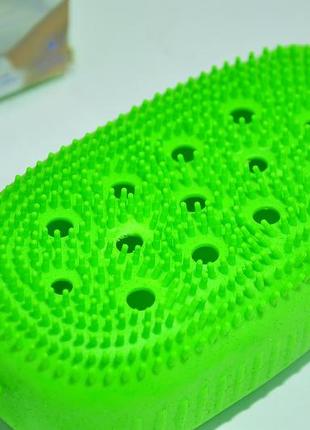 Силіконова щітка мочалка мильничка silicone bath brush green3 фото