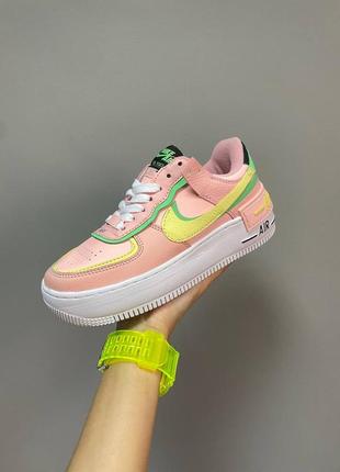 Кросівки nike air force 1 low shadow white beige yellow black2 фото