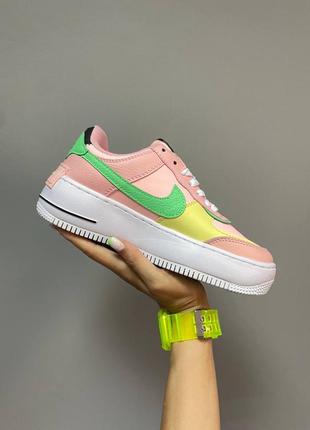 Кросівки nike air force 1 low shadow white beige yellow black3 фото