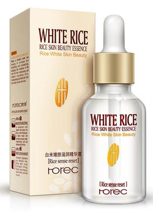 Осветляющая сыворотка для лица rorec rice skin beauty essence с экстрактом белого риса, 15 мл