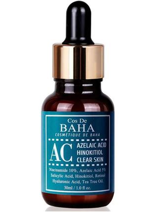 Сыворотка с азелаиновой кислотой и хинокитиолом cos de baha azelaic acid hinokitiol clear skin 30мл