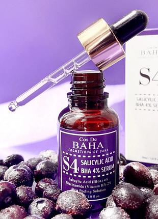 Кислотная сыворотка для проблемной кожи cos de baha bha salicylic acid 4% exfoliant serum 30мл