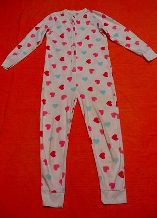 Уютный слип в сердечки.пижамка флисовая