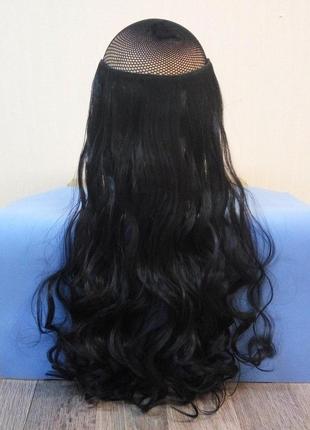 Волосы на заколках черные 1в трессы волнистые термостойкие затылочная прядь на клипсах2 фото