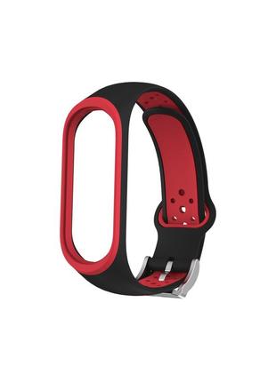 Ремешок nike style с металлической застежкой для фитнес-браслета xiaomi mi band 4 и 3 черный с красным1 фото