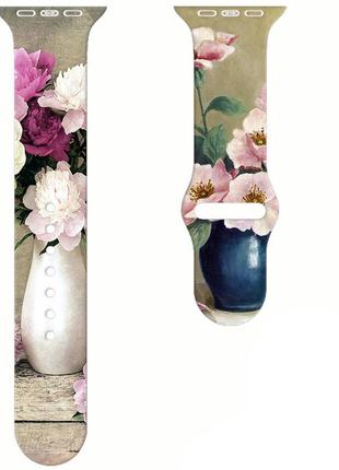 Ремішок mrk ribbed для apple watch 38/40/41 mm peonies beauty (mrk4952)