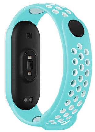 Ремішок nike style для фітнес-браслета xiaomi mi band 6/5 бірюзовий-білий (mrk6579)