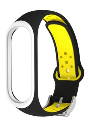 Ремінець nike style з металевою застібкою для фітнес-браслета xiaomi mi band 4 і 3 чорний з жовтим