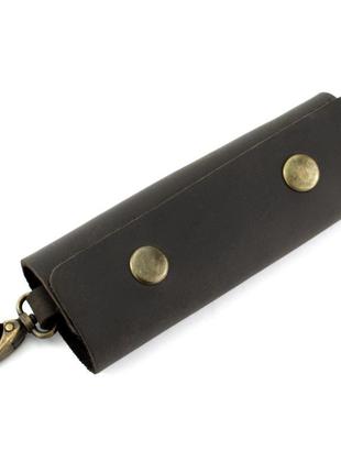 Ключница кожаная с карабином handycover hc0055 коричневая1 фото