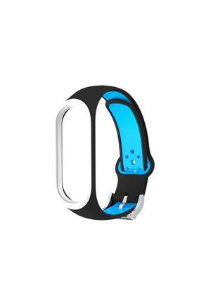 Ремінець nike style з металевою застібкою для фітнес-браслета xiaomi mi band 4 і 3 чорний з блакитним