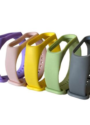 Комплект ремінців mrk для xiaomi mi band 4/3 joy, світло-рожевий, світло-фіолетовий, темно-сірий, жовтий,