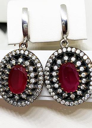 Сережки срібні з рубіном 16,97