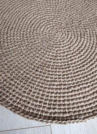 Круглий плетений килим. маленький джутовий килимок.8 фото