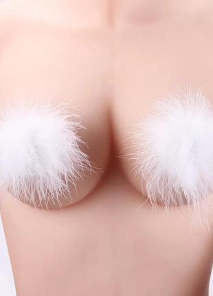 Наклейки на грудь 1 пара. стикини белые перья