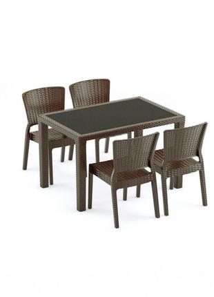 Стол tilia antares 80x120 см верх столешницы из стекла, ножки пластиковые венге