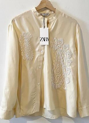 Шелковая блуза рубашка zara