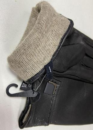 Черные женские перчатки натуральная оленья кожа подкладка - шерстяной трикотаж 6.5-73 фото