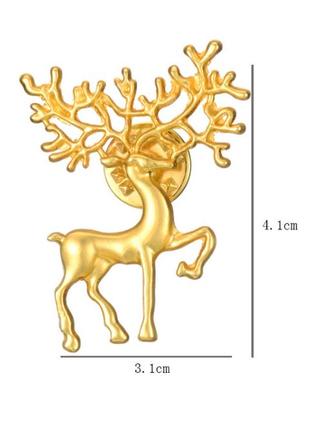 Волшебная брошка золотой олень, значок на одежду (золотистый)4 фото