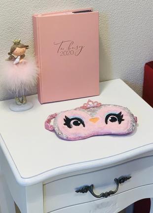 Мягкая маска для сна—повязка на глаза милая для девочек и девушек sova princess (розовая)4 фото