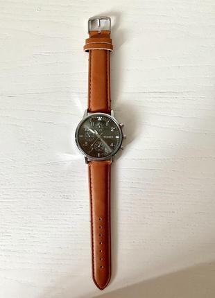 Мужские классические наручные часы “migeer brown” c коричневым ремешком2 фото