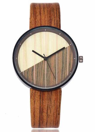 Оригінальний жіночий наручний годинник з імітацією під дерево «wood watch» у коричневому корпусі4 фото