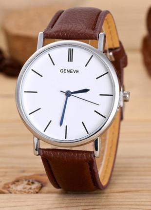 Чоловічі класичні наручний годинник "geneva business" з коричневим ремінцем